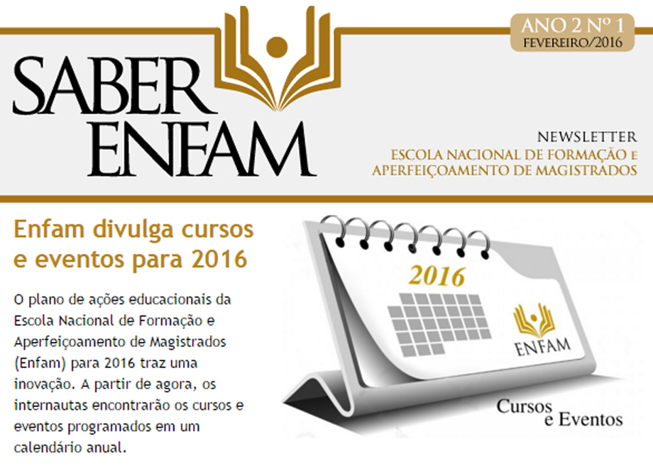 Newsletter destaca calendário anual de cursos